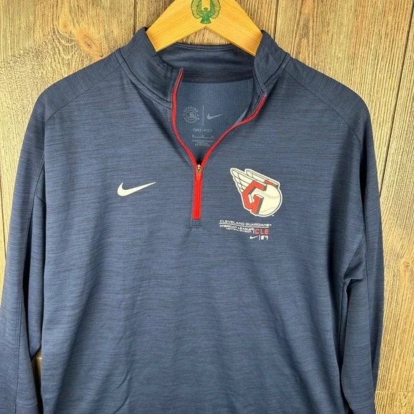 Nike MLB Cleveland Guardians Dri-FIT 1/4 Zip Pullover Navy Women Size Medium - Picture 4 of 9